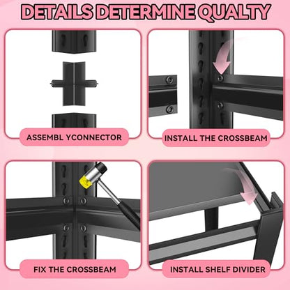 4-Tier Kitchen Storage Shelves, Adjustable Metal Shelving Unit, 2000LBS | Heavy Duty Kitchens Standing Shelf, Baker Rack, Adjustable Pantry Shelves, 15.8"W x 11.8" D x 53.4" H, Black - size: 16"W*53"H*12"D-4 TIER
