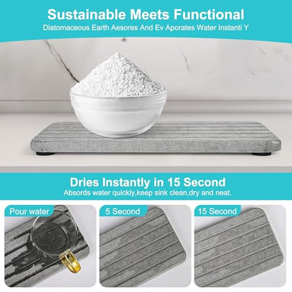 4PCS Stone Drying Tray Mat,Diatomaceous Earth Coasters,Essentials Accessories for Decor Bathroom & Kitchen Counter& Desk,Instant Water Absorbing Stone Used for Hand Soaps,Bar Coaster, Faucet