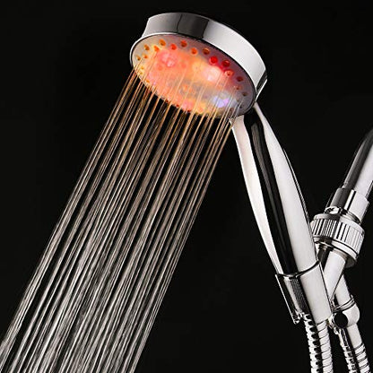 KAIREY Led Shower Head with Handheld 7 Color Changing Automatically Light Up Shower Head Polished Chrome with 60 Inches Stainless Steel Hose and Adjustable Bracket - style: Classic