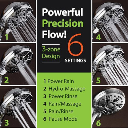 AquaDance High Pressure Luxury 6-mode Spiral Ergonomic Handheld Shower Head | Anti-clog Jets, Premium Stainless Steel Hose & Adjustable Bracket for the Ultimate Shower Spa Experience! / All Chrome Finish - color: Chrome, size: 1.8 Gallon Per Minute, style