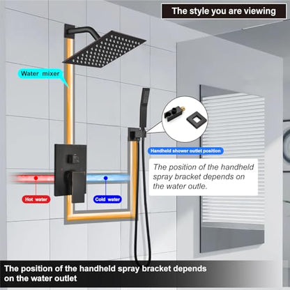 Midanya Shower Faucet Set with Handheld Sprayer,8 Inch,Oil Rubbed Bronze | Rough-in Shower Valve and Trim Kit Included,Square Rain Head,Wall Mount Shower System,All Metal,Bathroom - color: Bronze, size: 8 Inch