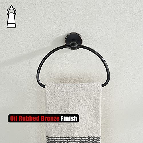 JQK Towel Ring Oil Rubbed Bronze, Stainless Steel Half Ring Towel Holder for Bathroom, 7 Inch ORB Wall Mount, TR160-ORB - color: Oil Rubbed Bronze