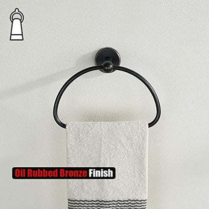 JQK Towel Ring Oil Rubbed Bronze, Stainless Steel Half Ring Towel Holder for Bathroom, 7 Inch ORB Wall Mount, TR160-ORB - color: Oil Rubbed Bronze
