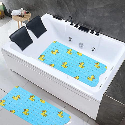 Bath Mat for Tub Non Slip Baby Kids Bathtub Mat Extra Long 40X16 Inch Blue Toddler Shower Mat Anti Slip Tub Mat with Suction Cups & Drain Holes, Machine Washable,Duck - color: Blueducks