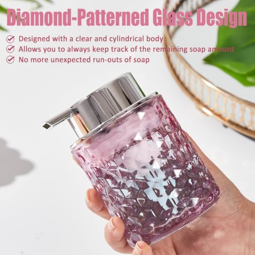 Malachi Foaming Hand Soap Dispenser, Refillable Clear Glass Foam Pump Bottle for Hand Soap, Dish Soap, Body Wash, Shampoo, Facial Cleanser & Baby Wash, Multi‑use for Bathroom, Kitchen & Commercial Use - color: Pink