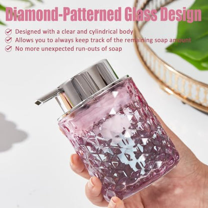Malachi Foaming Hand Soap Dispenser, Refillable Clear Glass Foam Pump Bottle for Hand Soap, Dish Soap, Body Wash, Shampoo, Facial Cleanser & Baby Wash, Multi‑use for Bathroom, Kitchen & Commercial Use - color: Pink