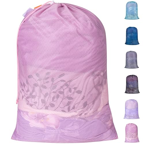 Polecasa Heavy Duty Diamond Mesh Laundry Bag, 24x36", Pink | Drawstring & ID Tag, Breathable Mesh, Machine Washable, Commercial Grade, , For College Dorms, Travel, Sports Equipment - color: Pink, size: 24"x36" |1 Pack