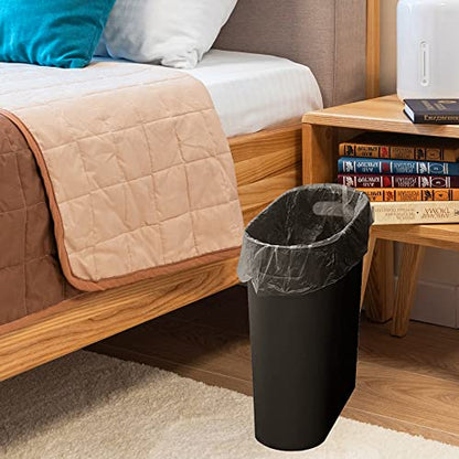 ROYFACC Small Trash Can Plastic Bathroom Wastebasket 3.2 Gallon Slim Garbage Container Bin with Handle for Home Kitchen Bathroom Bedroom Office, 2 Pack (Brown) - color: Brown