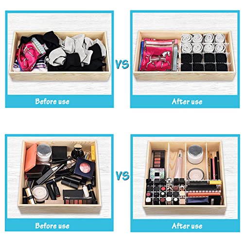24 Pcs Drawer Divider Adjustable DIY Storage Organizer Separator for Tidying Clutter Cutlery Underwear Socks Clothes Dresses Desk & Box in Kitchen Bathroom Bedroom Office (Cut at Will) - size: 24 Pieces