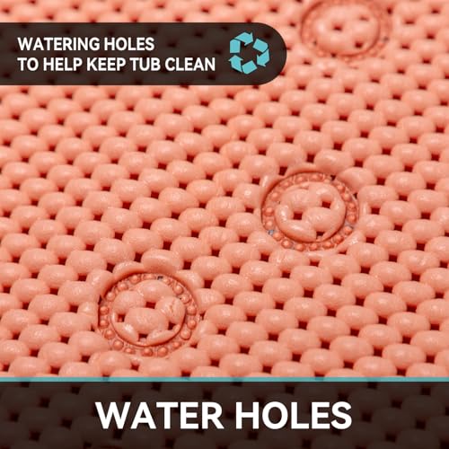 Bathtub Mat Non Slip 36” X 17” Shower Mat Soft Foam Bath Mats for Bathroom Tub, Bathtub Mat with Drain Holes, Suction Cups, Shower Mat Non Slip (Orange, 36'' x 17'') - color: Orange