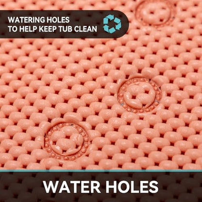 Bathtub Mat Non Slip 36” X 17” Shower Mat Soft Foam Bath Mats for Bathroom Tub, Bathtub Mat with Drain Holes, Suction Cups, Shower Mat Non Slip (Orange, 36'' x 17'') - color: Orange
