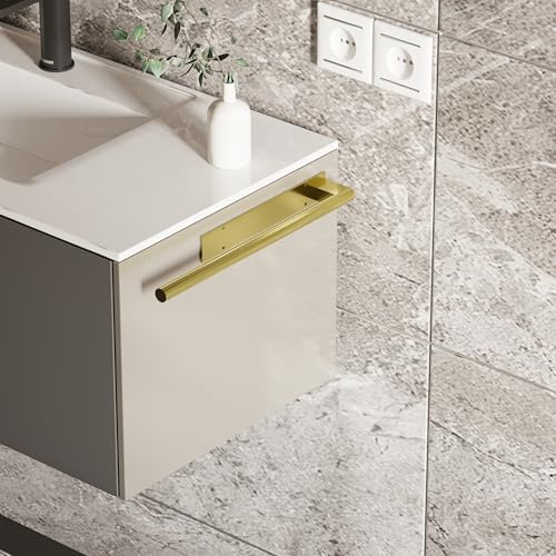 Hand Towel Holder, Adhesive or Drill Wall Mount, Gold | 15 Inch Hand Towel Bar, 304 Stainless Steel, Rustproof, Stick on Towel Racks for Bathroom, Kitchen, RV - color: Gold