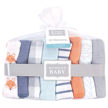 Hudson Baby Unisex Baby Rayon from Bamboo Washcloth Bundle, Fox, One Size - color: Fox