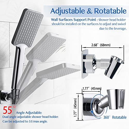 Shower Head Holder, Adjustable Handheld Brass Shower Head Bracket, Wall Mount Holder, Drill Free Glue Installation (Polished Chrome) - color: Polished Chrome