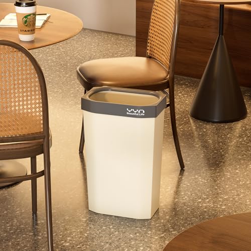 4 Gallon, Small Slim Garbage Can, Open Top Trash Can for Bathroom, Kitchen, Office, Bedroom, Living Room (NewTOPGrey) - color: NewTOPGrey