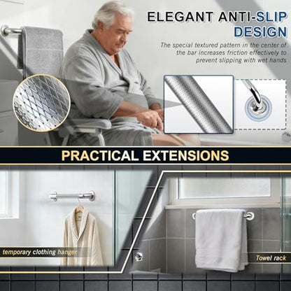 supregear Grab Bars for Bathtubs and Showers, Anti Slip Bathroom Grab Bars for Seniors, 304 Stainless Steel Safety Shower Handle, Toilet Handicap Elderly Assist Bathroom Wall Handle, 14 inch - size: 14 Inch