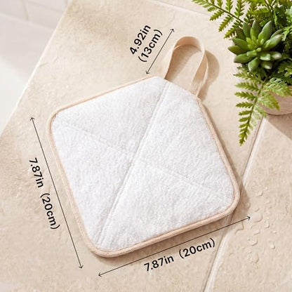 ZOMCHI Exfoliating Washcloth for Face and Body, Dual Function Wash Cloth with Soft and Rough Sides, Exfoliating Scrub Bath Towels, Washcloth with Loop (White, 3 Pack) - style: White, 3 Pack