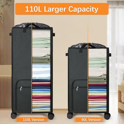 Bukere Extra Large 2 in 1 Rolling Laundry Basket with Wheels, 110L Freestanding Collapsible Laundry Hamper Bag with Removable Wheeled Cart for Clothes Storage College Dorm Apartment Laundry Room