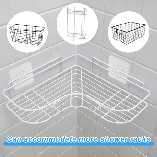 lasuroa 14pcs Shower Caddy Adhesive Replacement, 3 Styles Waterproof Shower Adhesive Strips Sticker Hooks No Drilling Wall Mount for Bathroom Kitchen Racks Organizers