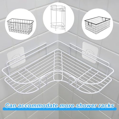 lasuroa 14pcs Shower Caddy Adhesive Replacement, 3 Styles Waterproof Shower Adhesive Strips Sticker Hooks No Drilling Wall Mount for Bathroom Kitchen Racks Organizers