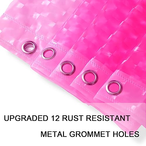 EVA Shower Curtain Liner Hot Pink 3D Water Cube Clear for Bathroom with 12 Rust Proof Metal Grommets, Clear EVA Liner for Girly Bathroom Stall 71x71 Inches - size: 71"W x 71"L (Pack of 1)
