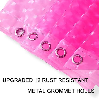 EVA Shower Curtain Liner Hot Pink 3D Water Cube Clear for Bathroom with 12 Rust Proof Metal Grommets, Clear EVA Liner for Girly Bathroom Stall 71x71 Inches - size: 71"W x 71"L (Pack of 1)