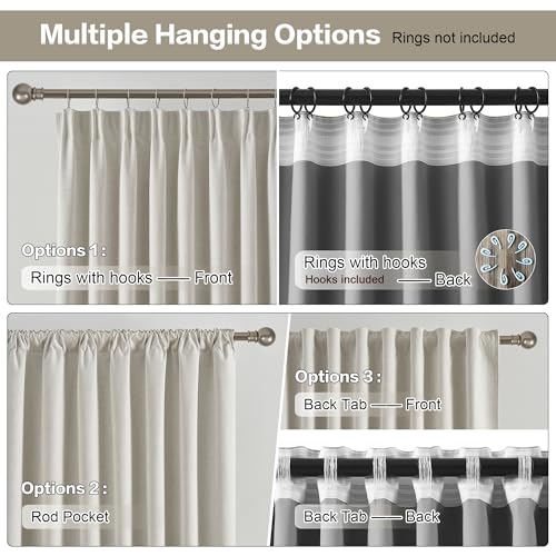 RAIN CITY Natural Birch Blackout Curtains 84 Inch Long 2 Panels 50" x 84" | Boho Farmhouse Linen Drapes for Living Room Darkening/Thermal/Noise Reduction Textured 7ft Hook Included Off White - color: Birch, size: 50"W x 84"L (Pack of 2)