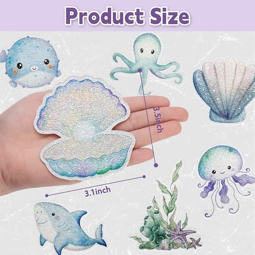Secopad Bathtub Non Slip Stickers with Strong Adhesive, 20pcs Large Cute Sea Creature Anti Slip Shower Decal with Scraper for Bath Tub, Shower Floor, Stairs
