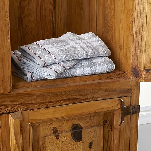 SKL Home Christmas/Winter Whistler Plaid Bath Towel, 100% Cotton, Gray | 500 GSM. Soft & absorbent plaid jacquard. Great for holiday gifting. - color: Whistler Plaid, style: Bath Towel