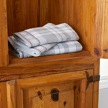 SKL Home Christmas/Winter Whistler Plaid Bath Towel, 100% Cotton, Gray | 500 GSM. Soft & absorbent plaid jacquard. Great for holiday gifting. - color: Whistler Plaid, style: Bath Towel