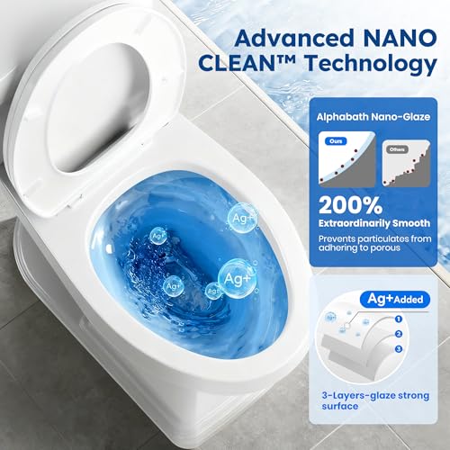 RoyalBath Elongated Two piece Toilet for Bathrooms, 12" Rough In | 17.3" ADA Height, Nano Self-Cleaning, WaterSense/MAP/CUPC Certified, 1.27 GPF 360° TSUNAMI Flush, Soft-Close Seat - size: 1.27 GPF Side Flush