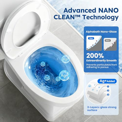 RoyalBath Elongated Two piece Toilet for Bathrooms, 12" Rough In | 17.3" ADA Height, Nano Self-Cleaning, WaterSense/MAP/CUPC Certified, 1.27 GPF 360° TSUNAMI Flush, Soft-Close Seat - size: 1.27 GPF Side Flush