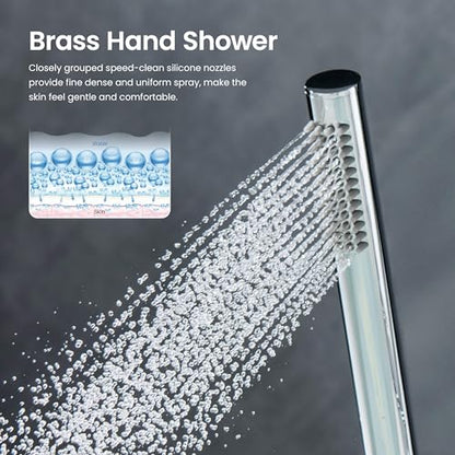 KIBI Circular Thermostatic Shower System with Valve, 2-Function Wall Mounted Shower Faucet Set – Solid Brass Bathroom Shower Trim Kit with Temperature Control, Chrome Finish (KSF410) - color: Chrome