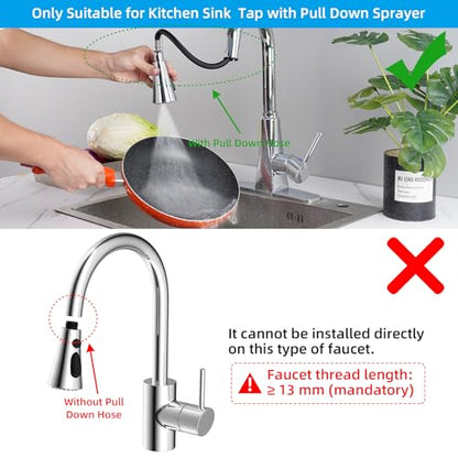 Hibbent 3-Function Pull Down Kitchen Faucet Head Replacement with 12 Adapters, NSF/ANSI/CAN 61 & CUPC Certified Sink Spray Nozzle, Compatible with Moen, Delta, Kohler Faucets, Chrome - color: Chrome