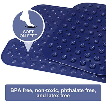 YINENN Bath and Shower Safety Mats 40x16 inch, Non Slip with Suction Cups for Bathroom Stall and Tub Floor, Extra Large and Machine Washable, Drain Holes Keep Bathtub Clean, Dark Blue - color: Dark Blue