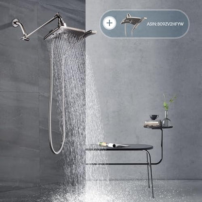 BRIGHT SHOWERS Brass Shower Head Extension Arm for Rain and Handheld Shower Head, 10 Inch Universal Shower Arm Extender, Height & Angle Adjustable, Brushed Nickel - color: Brushed Nickel, style: 10 Inch