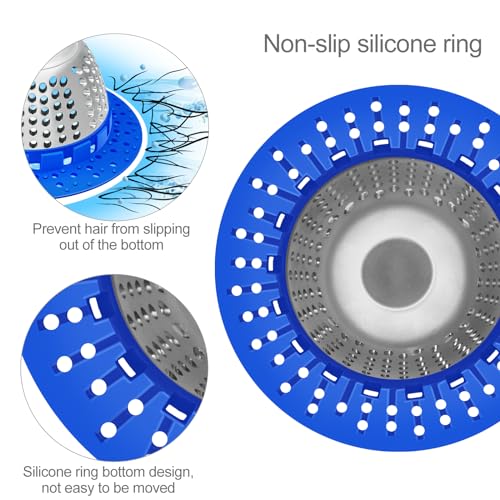 LEKEYE Shower Drain Hair Catcher/Shower Drain Cover/Drain Protector for Pop-Up & Regular Drains(Blue) - color: Blue