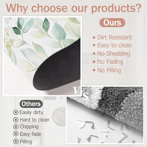 Eucalyptus Leaves Bathroom Rugs,Bath Mats for Bathroom,Sage Green Leaf Low Pile Absorbent Bath Mat,Rubber Backing Non Slip Washable Thin Quick Dry Door Mat 17x29.5 Inch - color: Eucalyptus Leaves,sage Green Leaf
