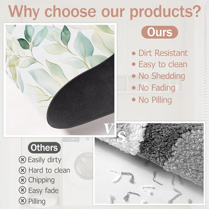 Eucalyptus Leaves Bathroom Rugs,Bath Mats for Bathroom,Sage Green Leaf Low Pile Absorbent Bath Mat,Rubber Backing Non Slip Washable Thin Quick Dry Door Mat 17x29.5 Inch - color: Eucalyptus Leaves,sage Green Leaf