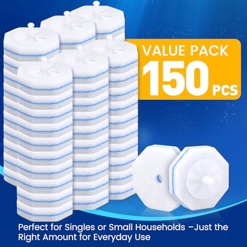 150 Pack Toilet Brush Refills, Disposable Toilet Cleaning Pads | Textured Toilet Scrubber Replacement Heads for Bathroom Cleaning, Designed for Everyday Household Use - size: 1 Count (Pack of 150)