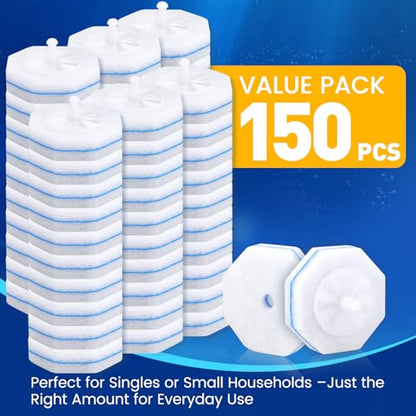150 Pack Toilet Brush Refills, Disposable Toilet Cleaning Pads | Textured Toilet Scrubber Replacement Heads for Bathroom Cleaning, Designed for Everyday Household Use - size: 1 Count (Pack of 150)