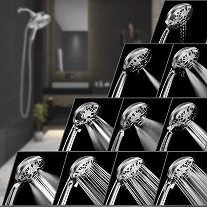 2 in 1 Shower Head with Handheld Combo High Pressure Silver 2.5 GPM | 7.2" Rain Showerhead and 10 Spray Hand Held Shower, Adjustable Shower Angle, 59-inch Rotatable Stainless Steel Hose - color: Silver, size: 2.5 GPM