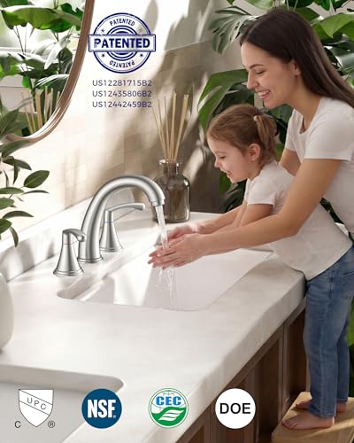 FORIOUS Bathroom Sink Faucet 3 Hole Widespread 8 Inch Brushed Nickel | 3-hole 6-12 Inch Widespread Sink Faucets with Drain and Water Supply Lines, for Vanity Rv Commercial Lavatory Restroom Basin - color: Stainless Steel, style: Modern