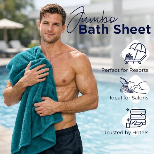 DAN RIVER Pack of 1 Jumbo Bath Sheet 40x80 Inches, Premium Oversized Towels for Adults, Super Soft and Quick Dry - Teal - color: Teal
