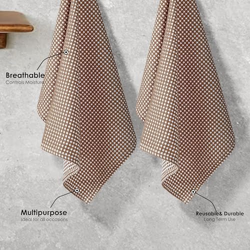 12 Pack Dual Waffle Weave Dish Cloth, 100% Cotton, 12"x12", Super Absorbent, Quick Dry Dishcloth Set, Soft for Cleaning, Drying Dishes, Multi Use, Durable Hand Dish Rag, Brown - color: Brown