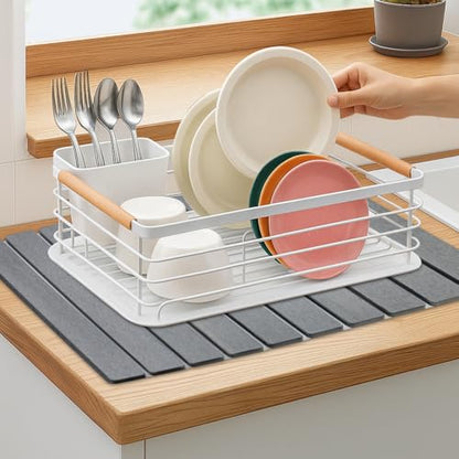 3Pcs Water Absorbing Stone Drying Mats for Kitchen Counter Diatomite Dish | Large Fast Dry Stone Sink Mat Dish Drying Matt Pad Bathroom Trays Countertop Black Diatomaceous Earth Dish Draining Mat - color: Dark Gray