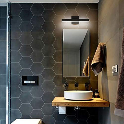 Joossnwell LED Bathroom Vanity Lighting Fixture Modern Bath Light Bar 15.75inch Black Wall Sconce 12W 4000K - color: Black-Not Dimmable, size: 15.7"Long-4000K