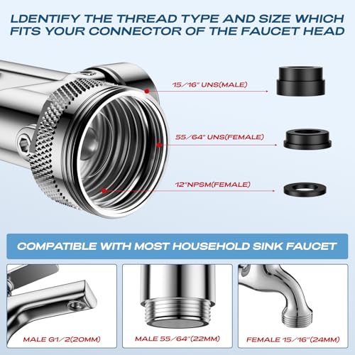 1080° Rotating Faucet Extender, Brass Faucet Multi-functional Spray Nozzle Extender, Universal 36° Rotating Mechanical Arm Bathroom Faucet Extender, Kitchen Extend Filter, 2 Modes Spray