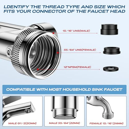 1080° Rotating Faucet Extender, Brass Faucet Multi-functional Spray Nozzle Extender, Universal 36° Rotating Mechanical Arm Bathroom Faucet Extender, Kitchen Extend Filter, 2 Modes Spray