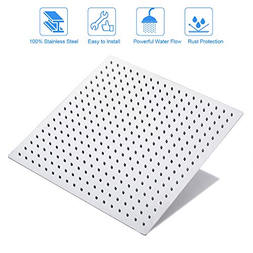 NearMoon Rain Shower Head, High Flow Stainless Steel Square Rainfall Shower, Waterfall Bath Shower Body Covering, Ceiling or Wall Mount (16 Inch, Chrome Finish) - color: Chrome Finish, size: 16 Inch Square
